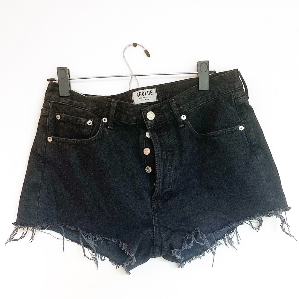 AGOLDE Denim Cutoff Black Jean Shorts, Size 27